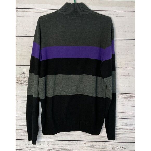 US POLO ASSN Gray/Black/Purple 2/3 Zip MockNeck Sweater Men Size L - Picture 11 of 14